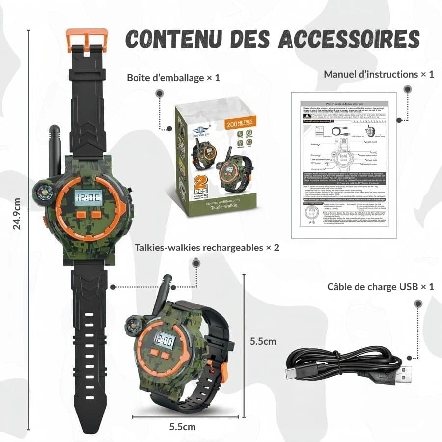 Talkie-walkie 7 en 1 en forme de montre