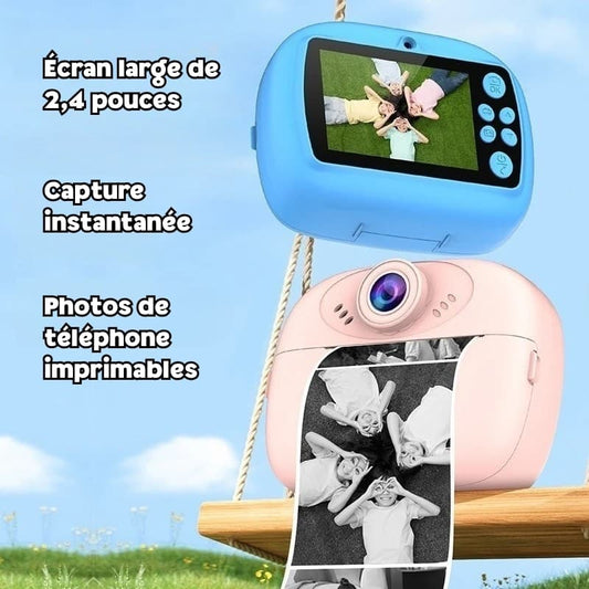 Appareil photo instantané enfant 1080P – double objectif, impression HD