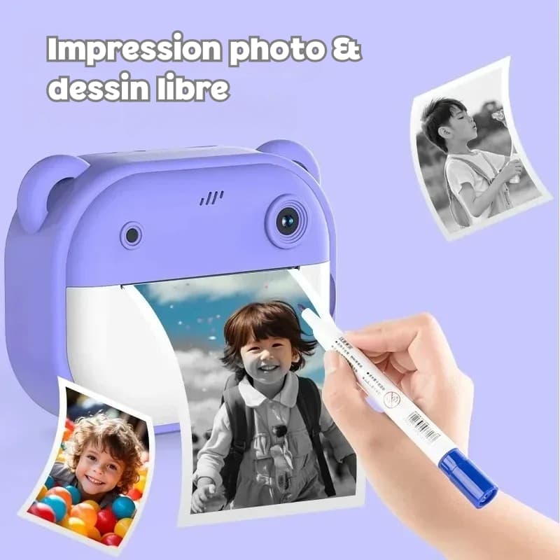 Appareil photo instantané enfant avec impression thermique et fonction vidéo dessin
