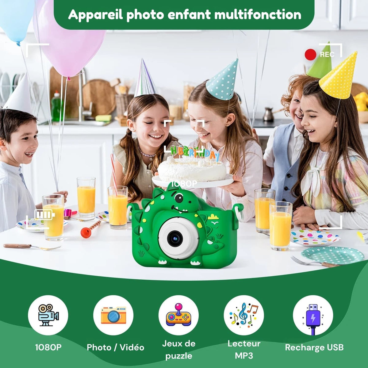 Appareil photo dinosaure 32GB 1080P HD