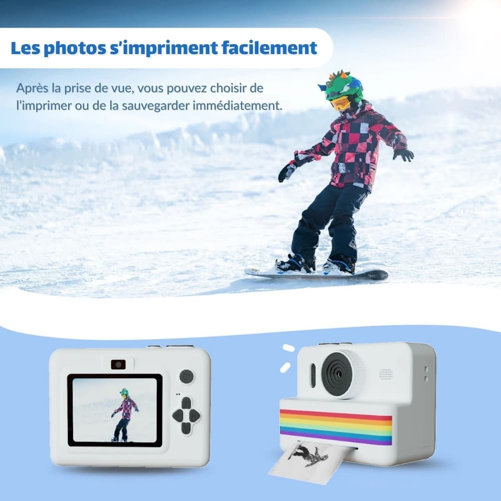 Appareil photo instantané pour enfants – imprimante intégrée et écran LCD