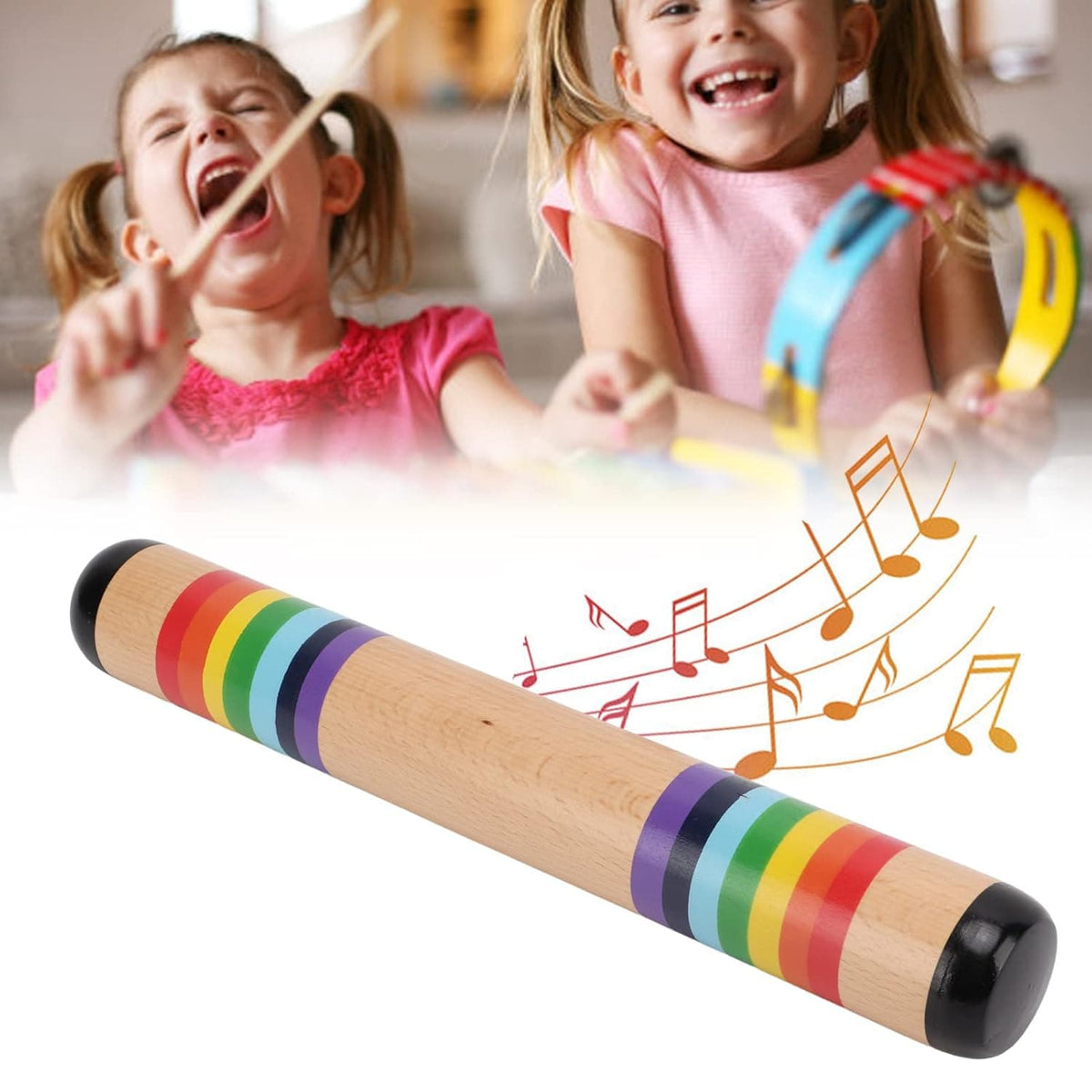 Bâton de pluie en bois pour bébé - Grand modèle