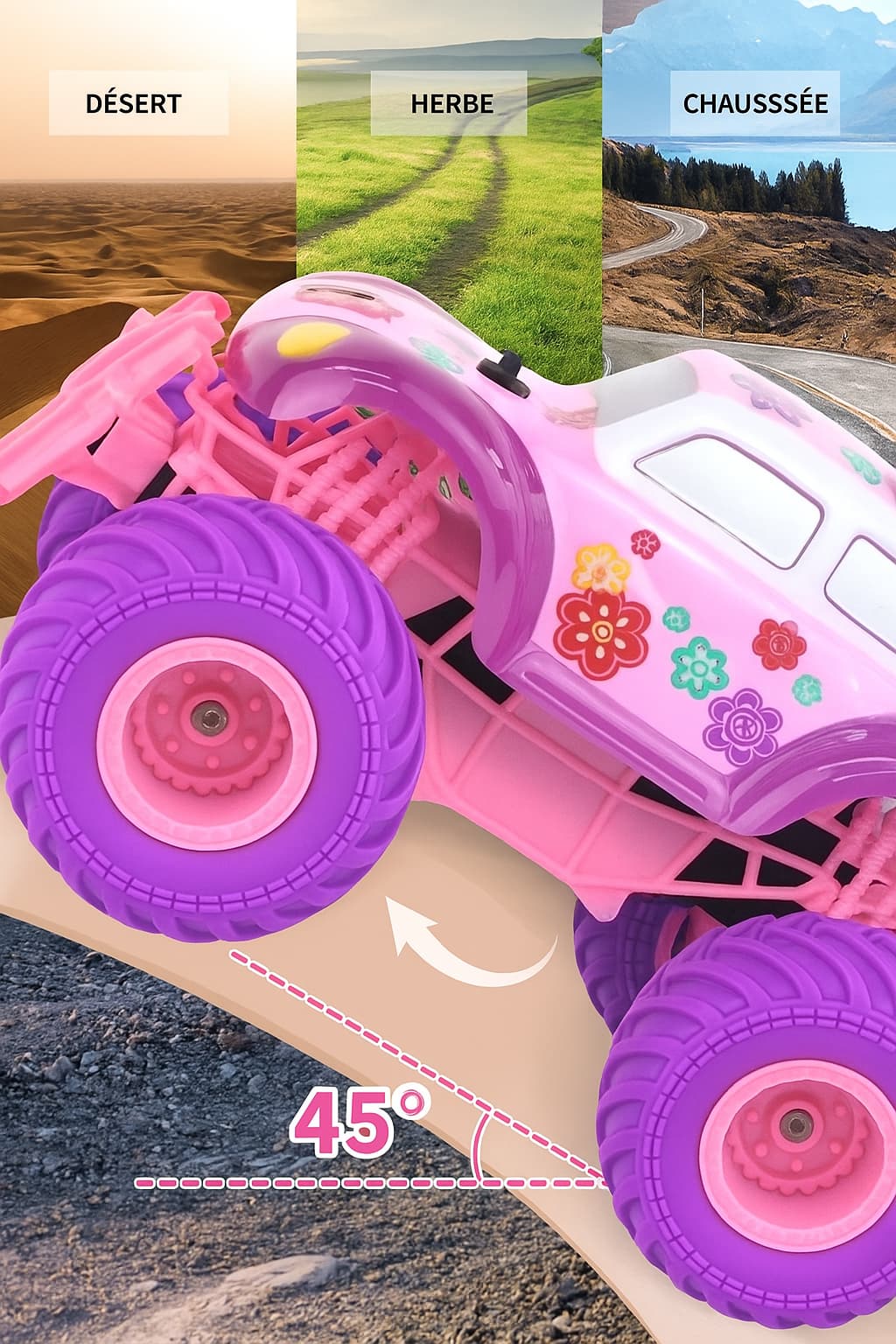 Voiture télécommandée 4X4 Coccinelle rose