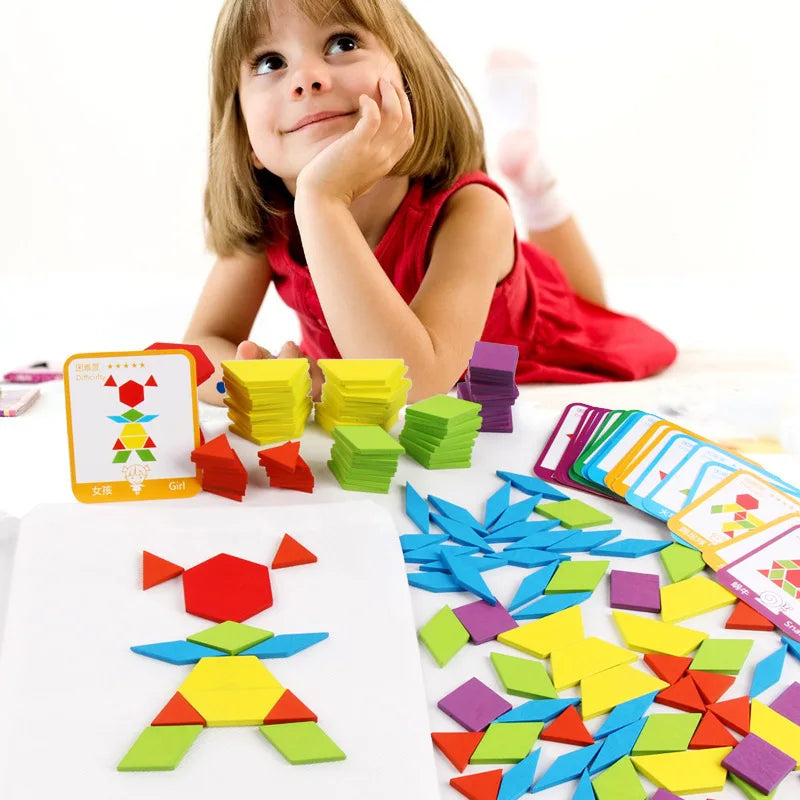 Jeux Montessori Puzzle en bois pour apprendre les formes pour enfants 155pcs
