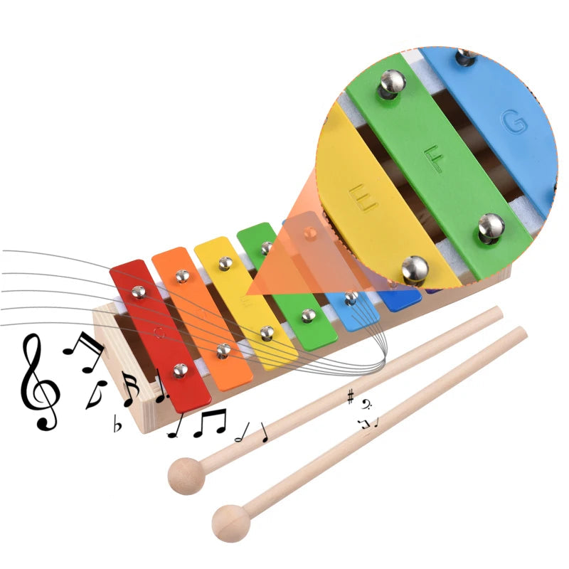 Xylophone en bois et touches colorées