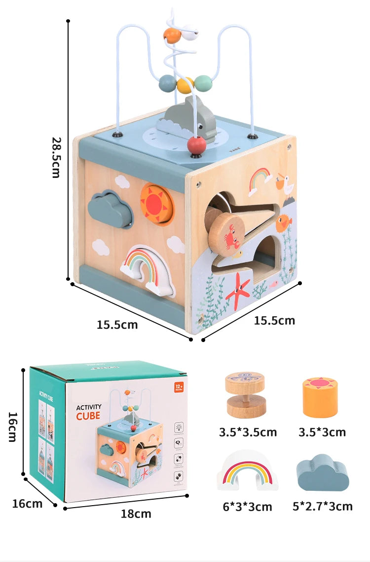 Cube d'activité Montessori en bois - Océan