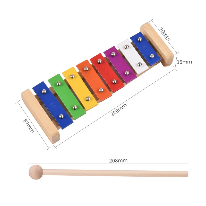 Xylophone en bois et touches colorées