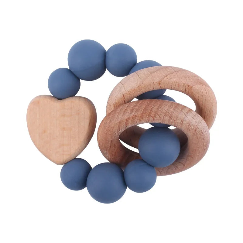 Hochet Montessori en bois pour bébés - Coeur