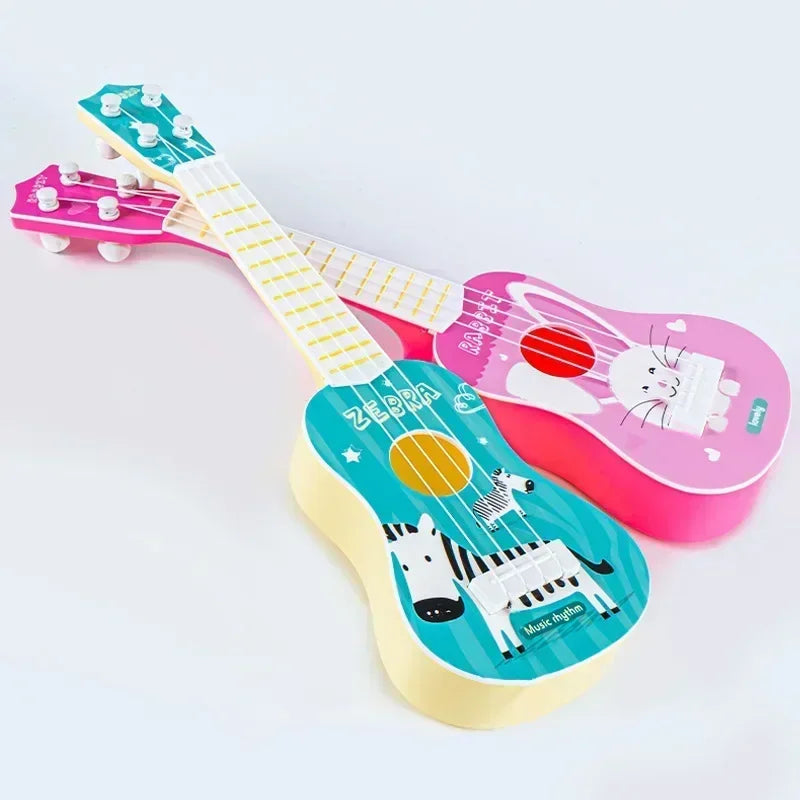Mini guitare à 4 cordes motif dessin animé