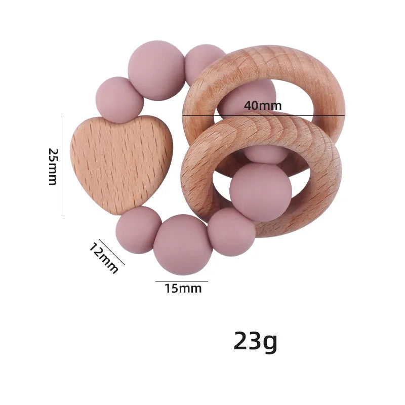 Hochet Montessori en bois pour bébés - Coeur