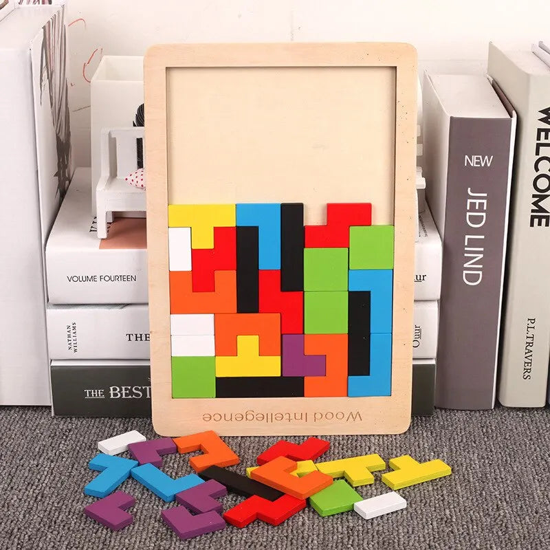 Puzzle en bois 3D coloré