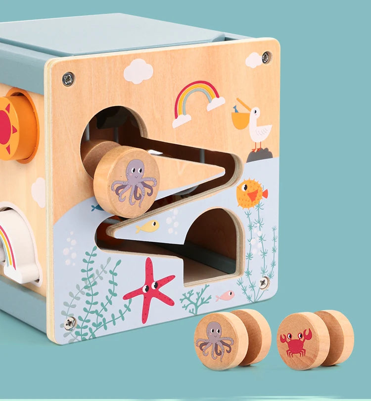 Cube d'activité Montessori en bois - Océan