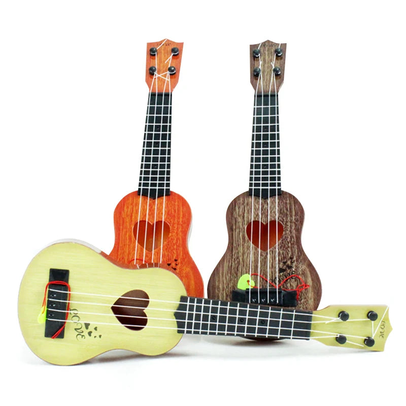 Mini guitare 4 cordes à motif cœur