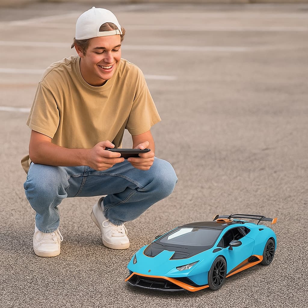 Voiture télécommandée Lamborghini Huracan STO RC bleu