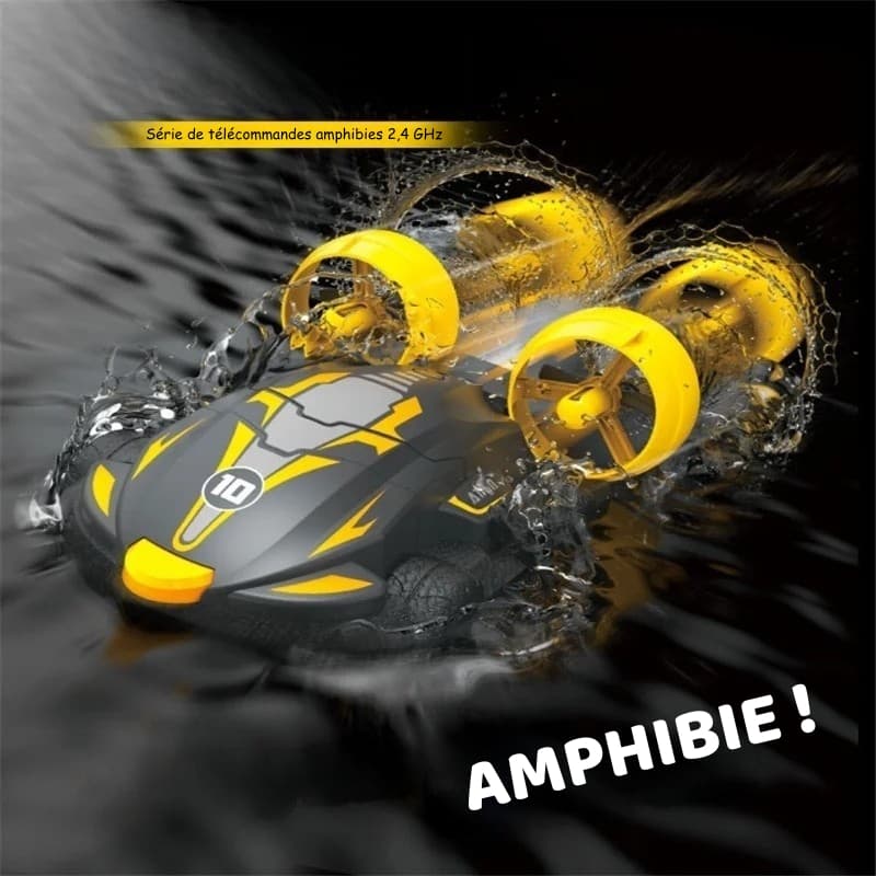 Voiture amphibie télécommandée pour enfants Jaune