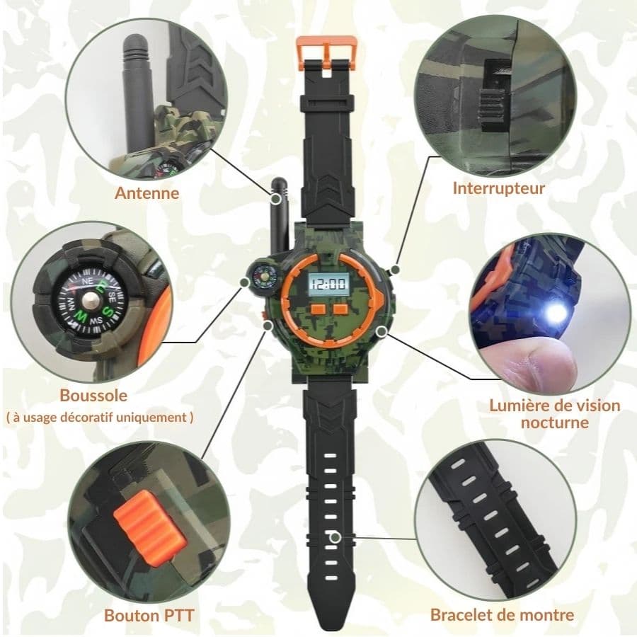 Talkie-walkie 7 en 1 en forme de montre