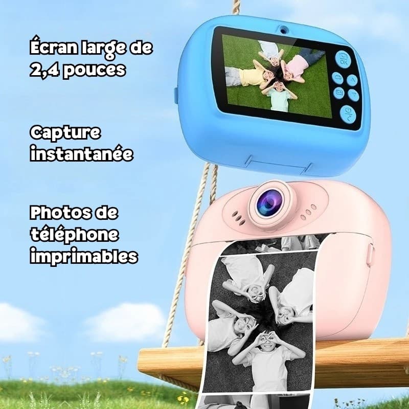 Appareil photo instantané enfant 1080P – double objectif, impression HD
