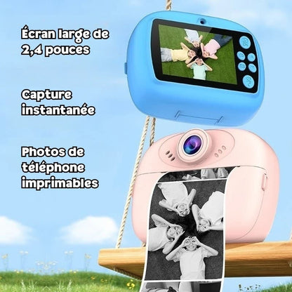 Appareil photo instantané enfant 1080P – double objectif, impression HD
