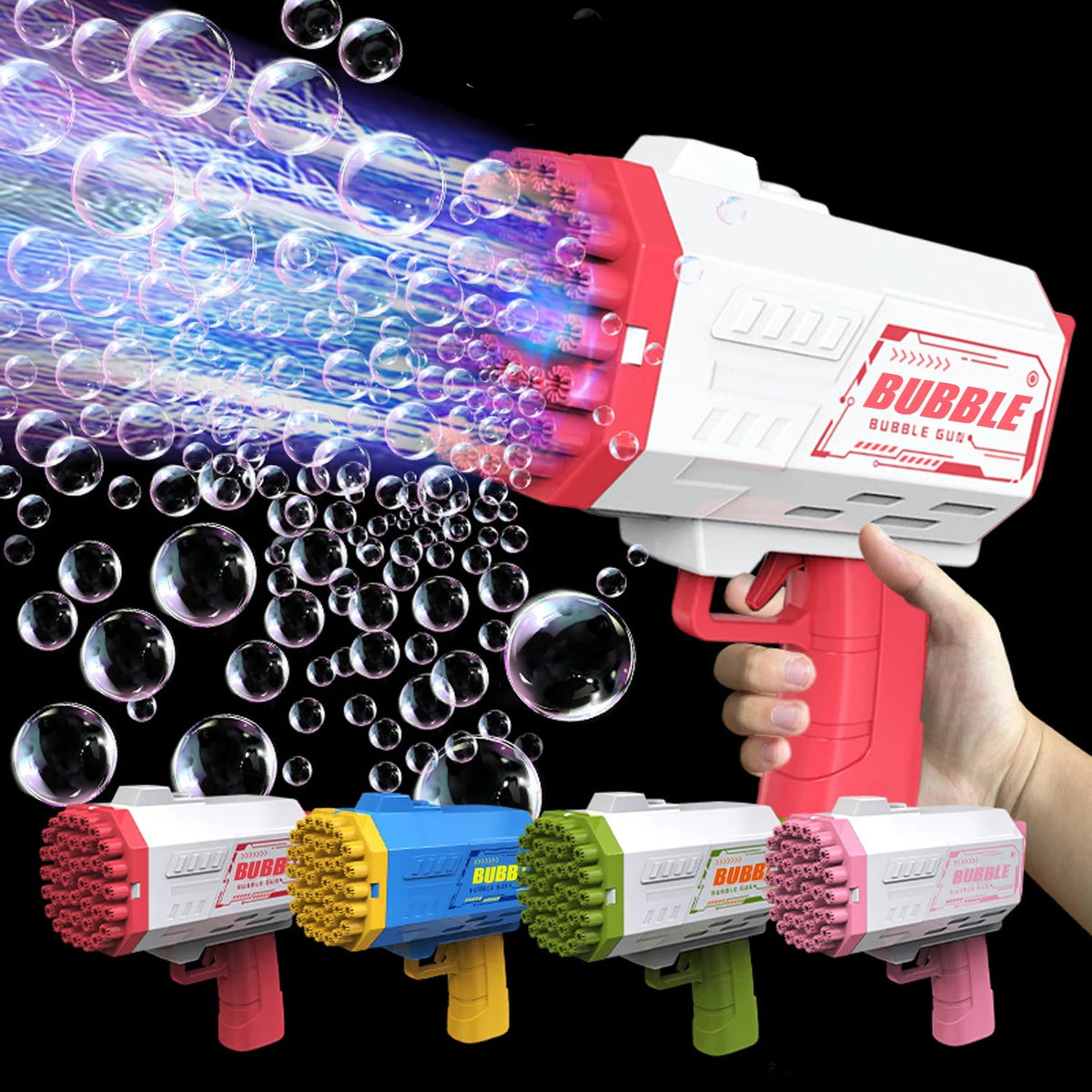 Magic Bubble Bazooka – Propulseur magique de bulles colorées rechargeable
