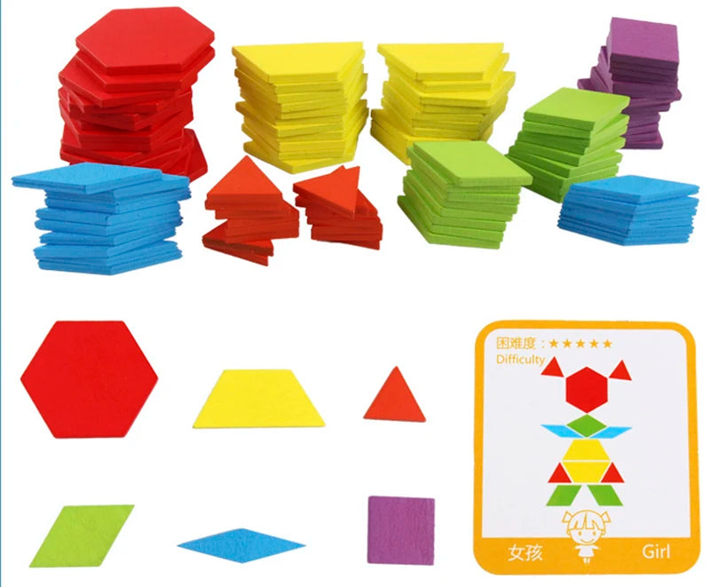 Jeux Montessori Puzzle en bois pour apprendre les formes pour enfants 155pcs