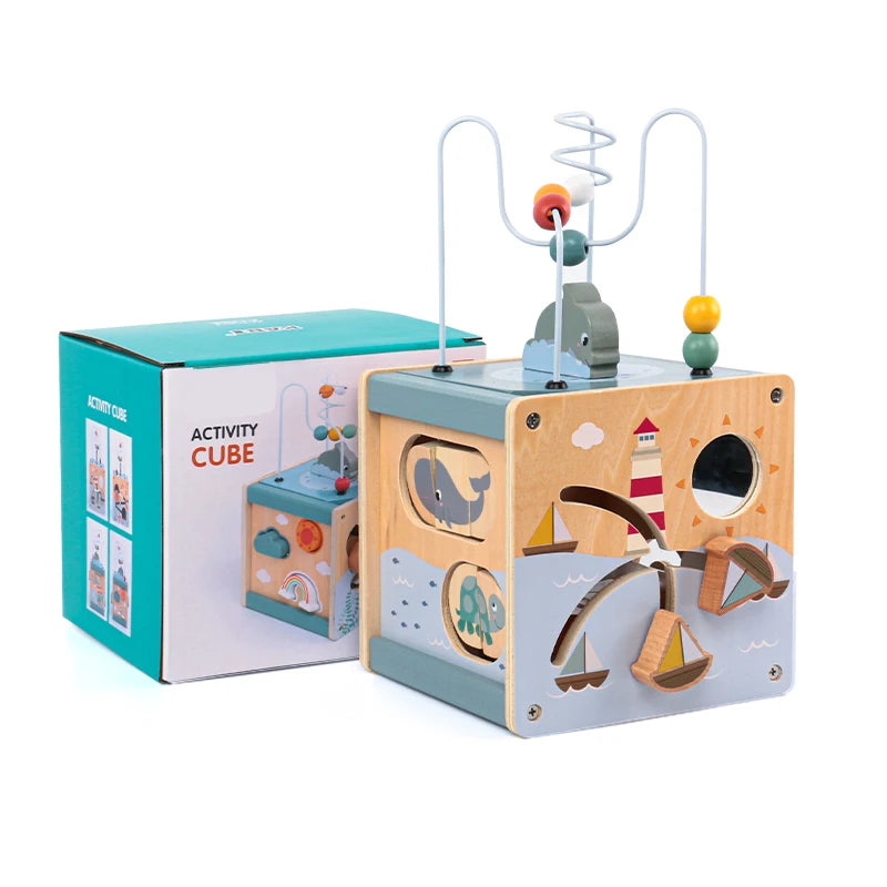 Cube d'activité Montessori en bois - Océan