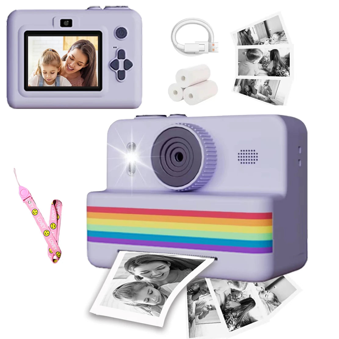 Appareil photo instantané pour enfants – imprimante intégrée et écran LCD