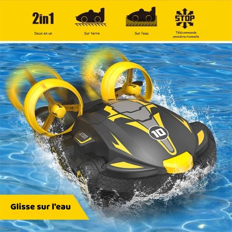 Voiture amphibie télécommandée pour enfants Jaune