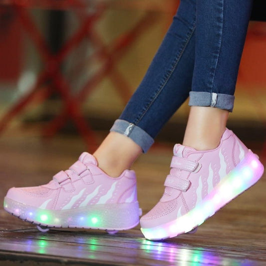Chaussures rollers lumineux motif vagues pour enfants