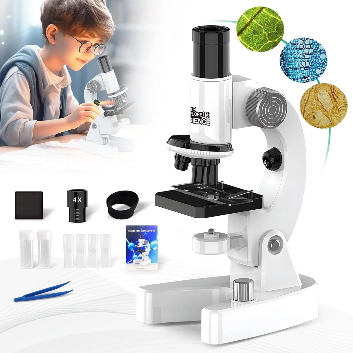 Microscope éducatif HD 100 à 4800x pour enfant